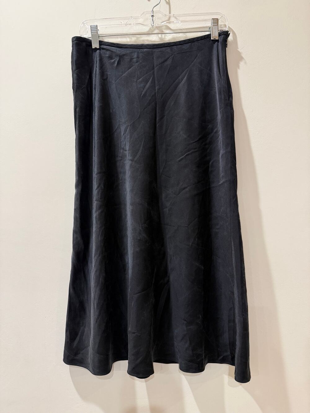 Vtg Y2K Lauren Ralph Lauren 100% silk black midi skirt Sz 8